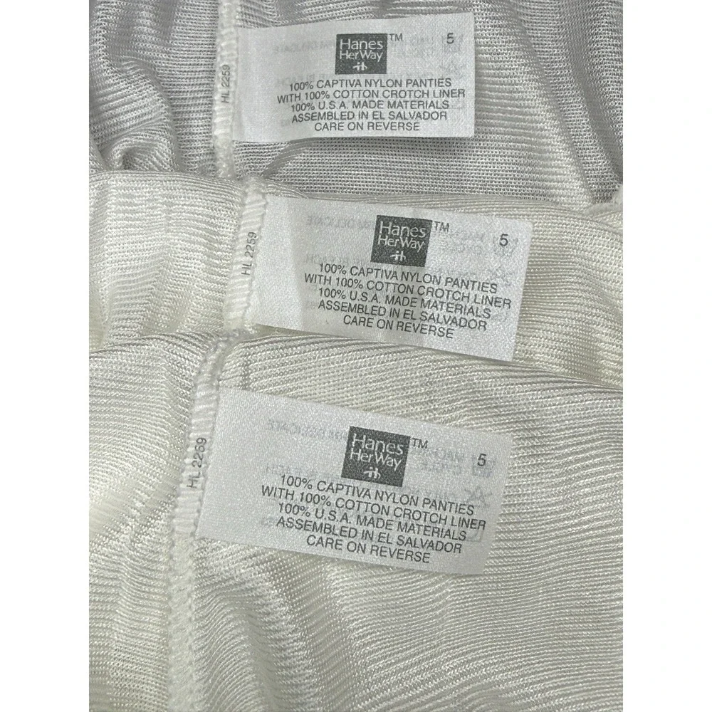 Hanes Panties Lot‎ Vtg Satin Nylon White Lot Sz 5 Lace Semi Sheer Shiny Granny